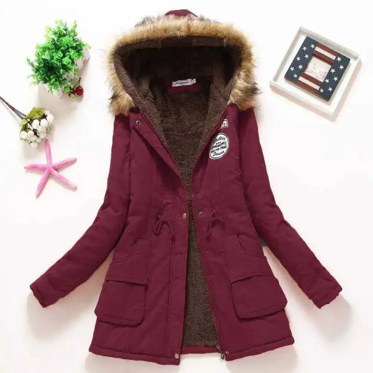 Women's Winter Cotton Jacket - Hooded Slim Fit Warm Parka - Image 7