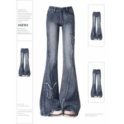 Y2K Butterfly Flare Jeans – 90s Vintage Low-Waist Denim