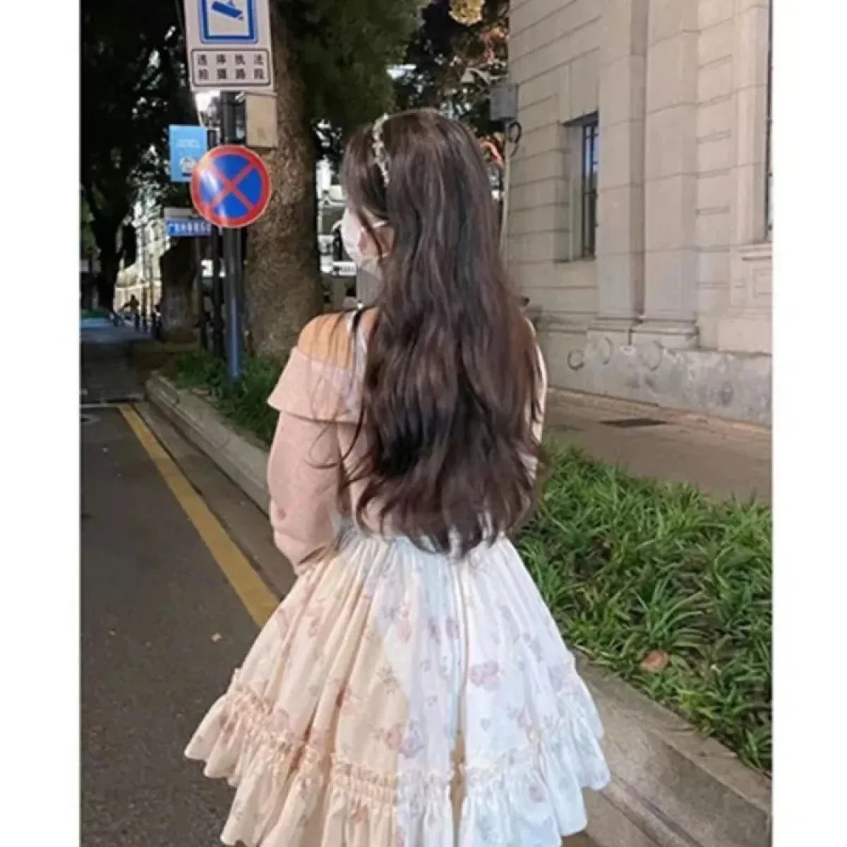 Y2K Sweet Bow Corduroy Top & Floral Dress Set – Gentle Slim Fit - Image 3