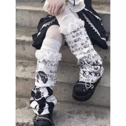 Harajuku Punk Print Leg Warmers – Y2K Gothic Cosplay Sleeves