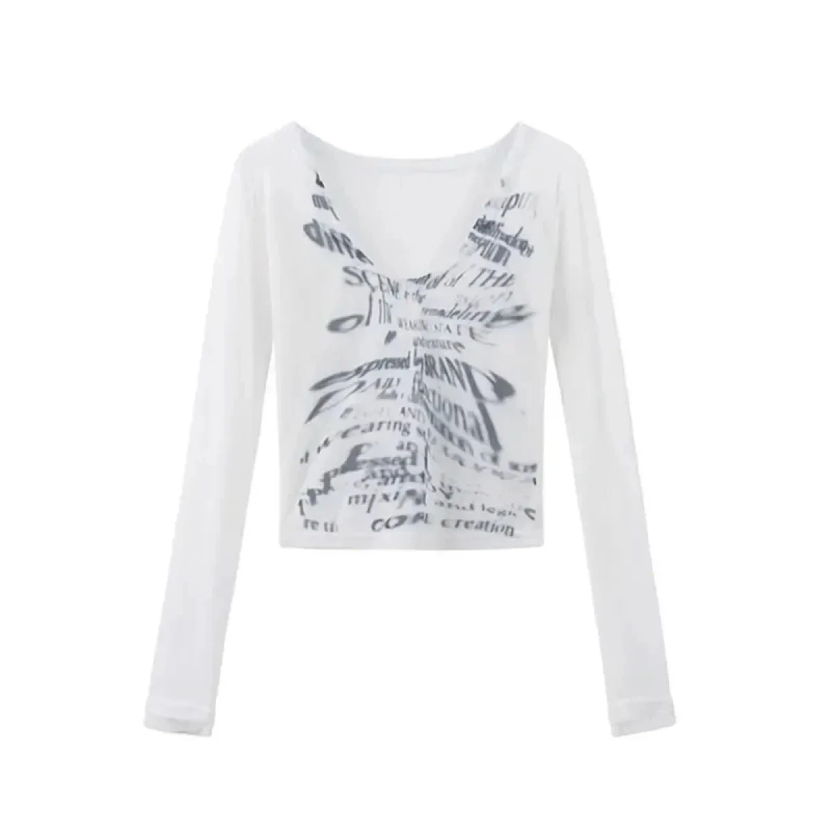 White Off-Shoulder Letter Print Top – Y2K Grunge Crop Tee - Image 6