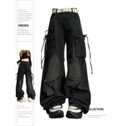 Gothic Baggy Cargo Jeans – Y2K Harajuku Grunge Pants