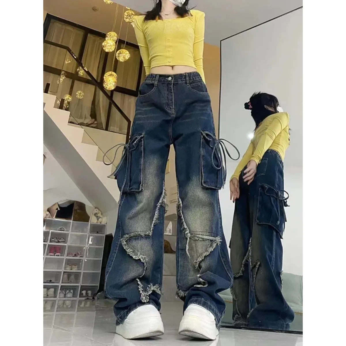 Gothic Baggy Cargo Jeans – Y2K Harajuku Grunge Pants - Image 8