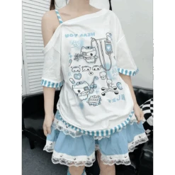 Y2K Harajuku T-Shirt – Japanese Patchwork