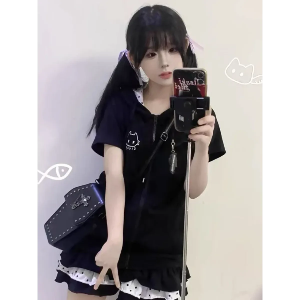 Y2K Kawaii Cat T-Shirt – Sweet Harajuku Patchwork Soft Girl Top - Image 6