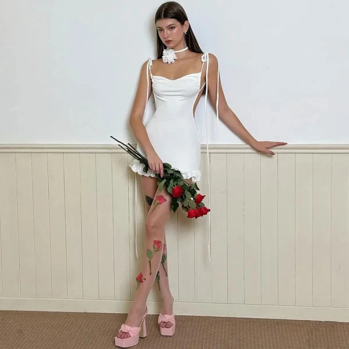 Y2K Lace-Up Open Back Mini Dress - Sexy Slim Fit Skirt - Image 15