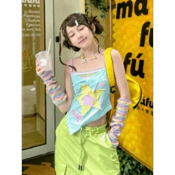 Y2K Patchwork Tees - Harajuku Kawaii Slim Tanks